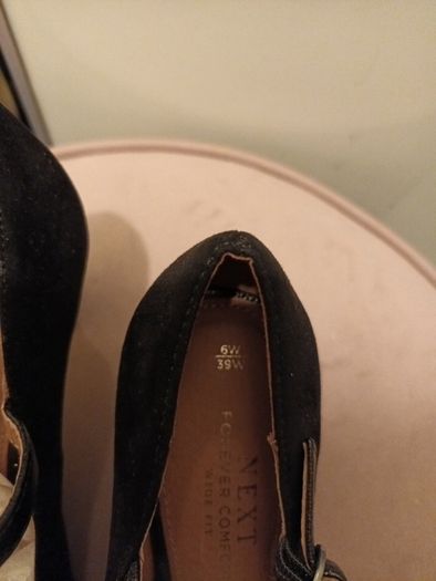 Next black suede T bar shoes