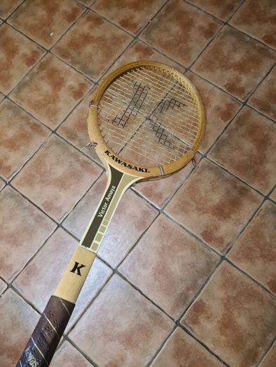 Vintage Kawasaki M4 Victor Amaya Tennis Racket  Wooden Racquet Made In Japan