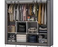 Portable Fabric Wardrobe with Drawers Freestanding Clothes Closet with Hanging Rails Shelves and Oxford Cover Space Saving Wardrobe Storage Organiser for Bedroom 170 45 170cm