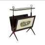 Vintage Italian Mahogany  Brass Magazine Rack attributed to Ico Parisi 1950s Image 5