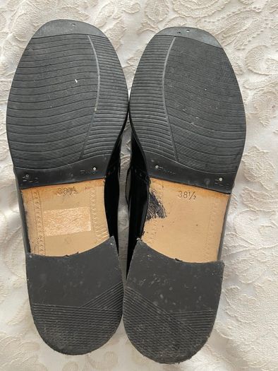 Marco Moreo Vintage Black Leather Tassel Loafers - Size 38.5 - Block Heel - Brogue Detail