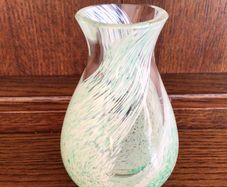 Small Green Swirl Art Glass 4.5 inch vase