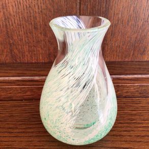 Small Green Swirl Art Glass 4.5 inch vase