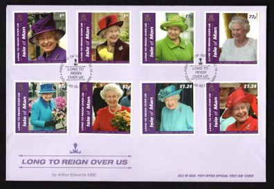 2016 Isle of Man Long to Reign Over Us of Queen Elizabeth II by Arthur Edwards MBE Commemorative Stamps First Day Cover (FDC)