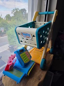 Kids shopping cart and checkout machine toys
