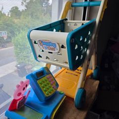 Kids shopping cart and checkout machine toys