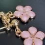Gold plated pin earrings with enamel flowers pendants Image 10