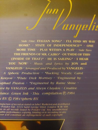 Jon and Vangelis - The Best of - 1984 LP - 15 euro