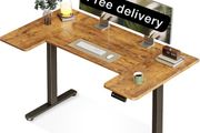 Electric Standing Desk, 140cm U Shaped Height Adjustable Desk with 3 Memory Smart Panels