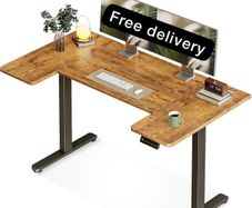 Electric Standing Desk, 140cm U Shaped Height Adjustable Desk with 3 Memory Smart Panels