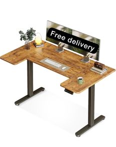Electric Standing Desk, 140cm U Shaped Height Adjustable Desk with 3 Memory Smart Panels