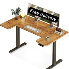 Electric Standing Desk, 140cm U Shaped Height Adjustable Desk with 3 Memory Smart Panels