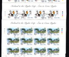 2005 Ireland Ryder Cup Commemorative Stamp Sheetlet Plate 1B1B1B1B Fine CDS Used with Dublin cancel of 27th September 2005 (First day of issue) on envelope extract.