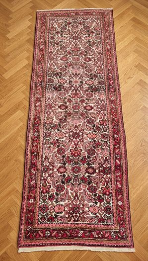 Pretty Vintage Persian Malayer Hand knotted Runner Wool Rug