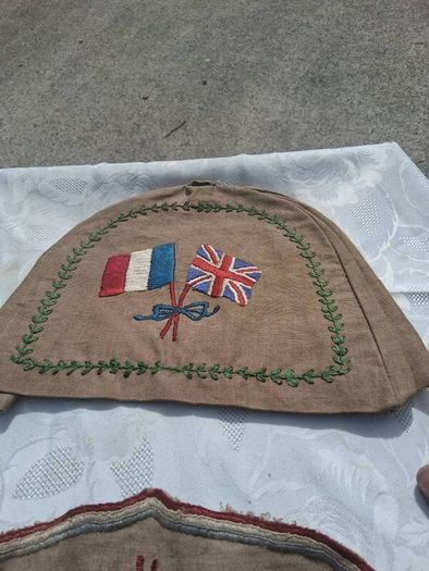 WW1 Embroidered Linen Tray Runner and Tea Cosy