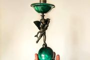 Antique Italian Alabaster and bronze candleholder