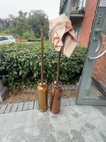 Vintage Copper & Brass Fire Extinguisher Lamps, with Unique Industrial Decor