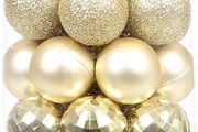 MULTIPLE COLOURS/SIZES AVAILABLE 46-Pack Christmas Ball Ornaments with Strings, 30mm/1.18" Mini Size Baubles, Shatterproof Plastic Christmas Bulbs, Hanging Decorations for Xmas Tree, Holiday, Wedding, Party