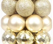 MULTIPLE COLOURS/SIZES AVAILABLE 46-Pack Christmas Ball Ornaments with Strings, 30mm/1.18" Mini Size Baubles, Shatterproof Plastic Christmas Bulbs, Hanging Decorations for Xmas Tree, Holiday, Wedding, Party