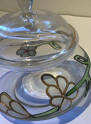 Vintage Paul Nagel Tiffany Style Glass Lidded Jar
