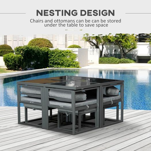 9PCs Patio Aluminium Dining Set (LIMITED STOCK)