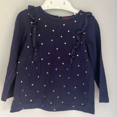 Sprout girls Navy & gold stars long sleeve top Age 1 EUC