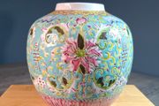 Chinese turquoise-ground famille rose porcelain ginger jar