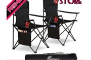 Set of 2 Folding Camping Chairs, Extra-Wide Lightweight Outdoor Chairs with Armrests, Cup Holder and a Side Pocket, 120kg Capacity per Chair MULTIPLE COLOURS AVAILABLE (FREE SHIPPING)