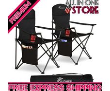 Set of 2 Folding Camping Chairs, Extra-Wide Lightweight Outdoor Chairs with Armrests, Cup Holder and a Side Pocket, 120kg Capacity per Chair MULTIPLE COLOURS AVAILABLE (FREE SHIPPING)