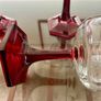 Vintage Luminarc Ruby Red Wine Glass Hexagonal Base Made in France Image 9