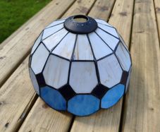 Vintage Tiffany-Style Stained Glass Lampshade  Mediterranean Blue & Cream