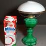 1938 Slevogt Gablonz malachite glass ar deco petroleum lamp Image 3