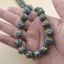 Vintage Venetian Style Thousand Eyes Leaf Green Glass,Blue Eyes Necklace 24 inches Image 10