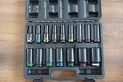 New 16pcs Colour Coded 1/2" square drive deep impact hex sockets