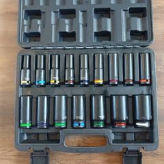 New 16pcs Colour Coded 1/2" square drive deep impact hex sockets