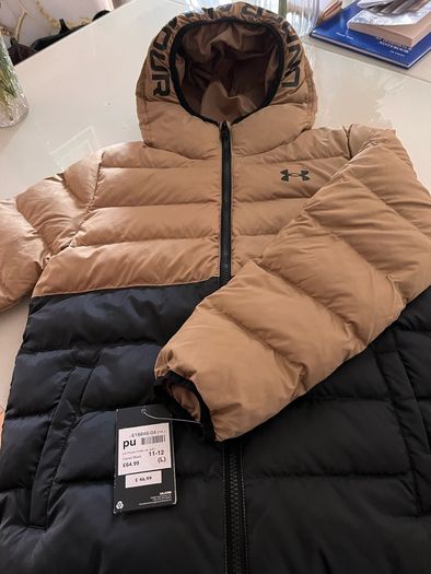 Two pairs of runners boys Nike size 4 on clouds size 3 and under armour jacket age 10-12