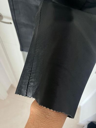 Unsigned black leather trousers jeans style Sz 8UK  W28 L 32
