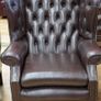 Pair of Vintage Leather Chesterfield Wingback Armchairs Image 4