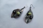 Handmade leaf shaped earrings, silver hooks, leaves earrings