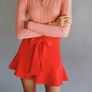 Zara Red Tie-Front Ruffle Skort. Bow tie at the waist. Size M- UK 10, New Image 8