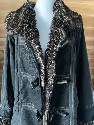 womens padded coat faux fur and suede waterproof winter size 10-12