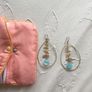 Gold plated silver drop earrings with blue topaz wedding occasion Image 2