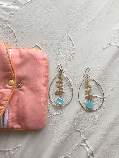 Gold plated silver drop earrings with blue topaz wedding occasion