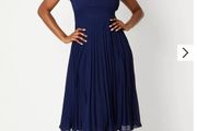 Coast navy pleated lace inserts dress occasion wedding communion party 14 brand new