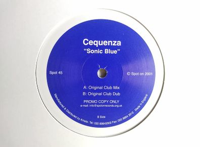 Cequenza - Sonic Blue - Spot On Records - DOUBLE (2 x 12") Dj PROMO! - Incl. ORIGINAL Mix! Early 00s TRANCE!