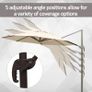 3M Roma Umbrella Sun Shade Cantilever Hanging Parasol w/ Cross Base Hand Crank Aluminium Frame 360 Rotation - Beige Image 6