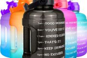 Motivational Water Bottle 2.2L - Large Capacity Water Jug with Straw &amp; Time Marker &amp; BPA Free Ensure Enough Water-Drinking Throughout The Day (Black, 2.2L)