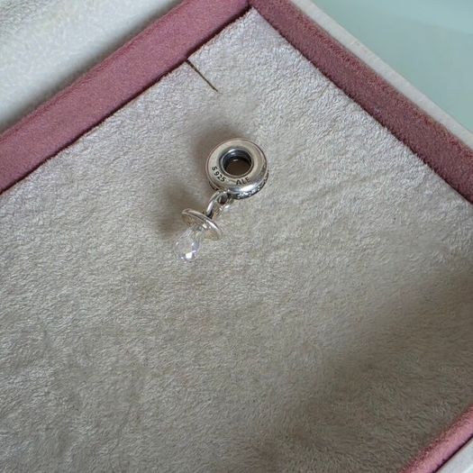 Pandora baby pacifier charm,sterling silver, cubic zirconia very good condition fully hallmarked