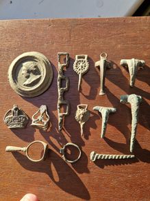 Metal Detecting Job Lot! Roman Fibulae, Tudor bits, Rings, Seals, Coin. UK Finds!