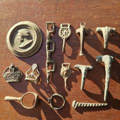 Metal Detecting Job Lot! Roman Fibulae, Tudor bits, Rings, Seals, Coin. UK Finds!